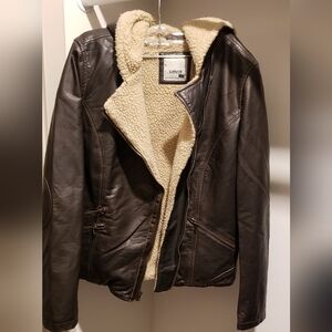Levi's Brown Leather Jacket with Cream Sherpa Lining